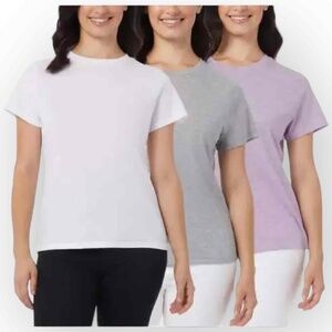 NWT 32 Degrees Cool Tee 3-Pack – White Grey Lilac – Size Medium
